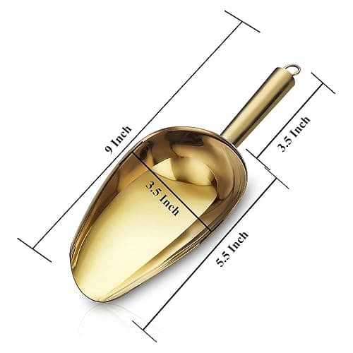 Gold Ice Scoop, Fashion Ice Cream Scoop, Premium Stainless Steel Cookie Scoop, Dog Food Scoop, Sturdy Flour Scoop, Utility Candy Scoop, Dishwasher Safe (8oz/9 Inch) thumbnail 3