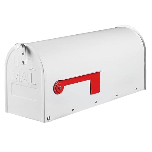 BlissBoard White Mailboxes for Outside Post Mount, Galvanized Steel Metal Mailbox, Standard Size, 20 x 8.7 x 6.7 Inches - Image 1