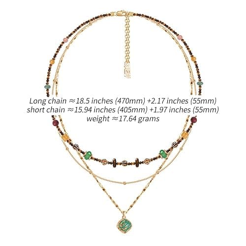 MASW boho layered Original design Retro style multi-layer beaded necklace Fashion women's gold-plated necklace M3396 thumbnail 5