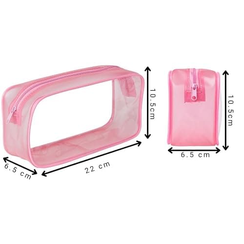 Soul Projekt Clear Pencil Case for Exams, Large Pink Transparent Exam Pencil Case for Students, Portable Clear Makeup Bag, PVC Pouch See Through Toiletry and Cosmetic Bag, Back to School Supplies thumbnail 3