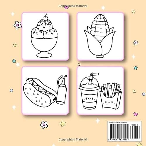 Food & Snacks: Bold and Easy Coloring Book for Adults, Teens and Kids Featuring Cute and Cozy Comfort Foods, Drinks, and Sweets Plus Much More for Stress Relief, Relaxation and Creative Fun thumbnail 2