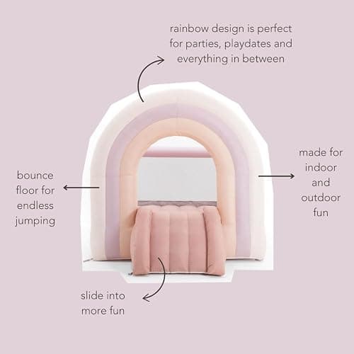 PLAYSMOL Pink Rainbow Inflatable Bounce House with Blower, 8x8 Kids Jumping House for Indoor Outdoor Play, Bouncy Castle, Ages 3-8 thumbnail 6