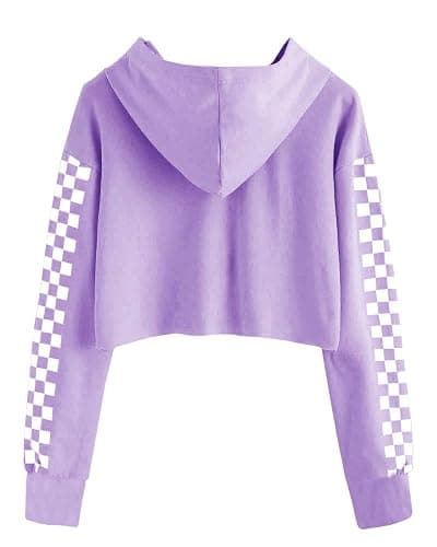 Imily Bela Kids Crop Tops Girls Hoodies Cute Plaid Long Sleeve Fashion Sweatshirts thumbnail 2