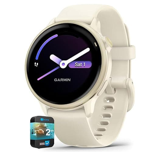 Garmin 010-02985-01 VIVOACTIVE 6 Health and Fitness GPS Smartwatch Bone with Silicone Band Bundle with 2 YR CPS Enhanced Protection Pack - Image 1