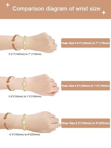 JIANDUN Petite Women's Easy Reader Glod Watch, Analog Women Watch with Stainless Steel Expansion Band, Water Resistant thumbnail 6