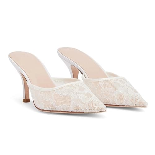 KIFIWUI Mesh Kitten Heels Mules for Women Closed Pointed Toe Slip on Backless Stiletto Slingback Low Heels Dress Pumps Shoes thumbnail 5