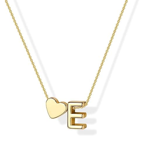 Inerney Gold Heart Initial Necklace for Women 14K Gold Plated A-Z Letter Pendant Necklace Dainty Tiny Heart Monogram Necklace Personalized Name Necklace Gift Jewelry for Women - Image 1