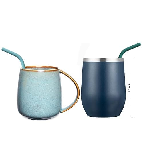 Reusable Thin Short 6.7" Cute Silicone Bendy Straws for Toddlers&Kids&Baby,6 10 12 oz Wine/Yeti Tumbler, Coffee/Cocktail Mug,Soda Cans,Take n toss Cup/BPA FREE-Small Flexible with Brushes thumbnail 7