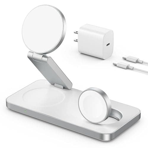 VBA 3 in 1 Wireless Charging Station for Apple MagSafe Charger,Foldable Fast Charging Magnetic Wireless Charger Stand,Travel Charger for iPhone 17 Air 16 15 14 13 12,Apple Watch,AirPods Pro(White) thumbnail 9