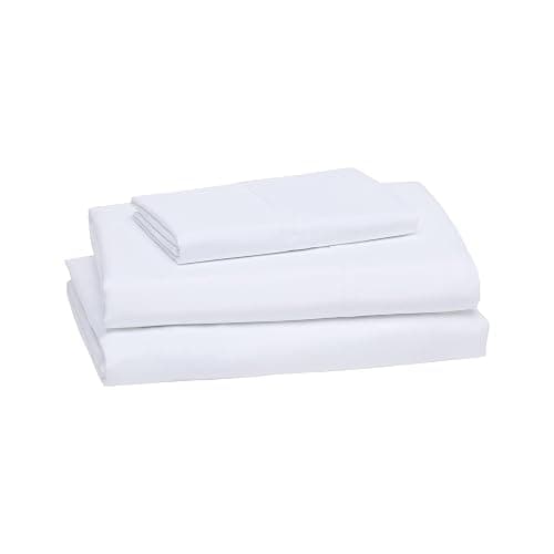 Amazon Basics Lightweight Super Soft Easy Care Wrinkle Free Microfiber 3 Piece Bed Sheet Set with 14-Inch Deep Pockets, Twin, Bright White, Solid, Kids, Men & Women Bedding thumbnail 2