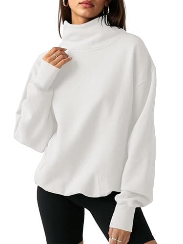 Fisoew Women's Oversized Turtleneck Sweatshirt Long Sleeve Pullover Casual Tops - Image 1