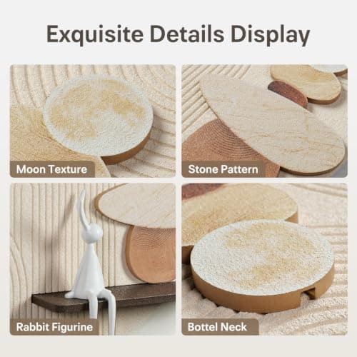 3D Textured Neutral Abstract Wall Art Decor with Shelf, Boho Beige and Brown Artwork for Walls, Modern Minimalist Wall Decor for Living Room, Hallway, Dining Room, Kitchen, Bedroom, Office 24x24 Inch thumbnail 7