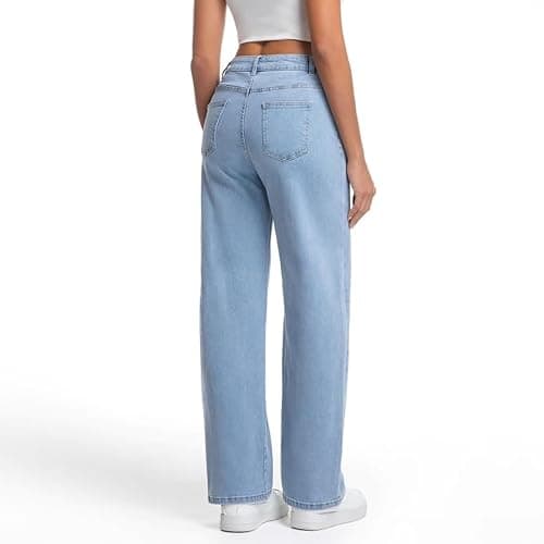 Mars power Straight Leg Jeans for Women,High Waisted Wide Leg Loose Stretchy Boyfriend Denim Pants Baggy Jeans for Women thumbnail 2