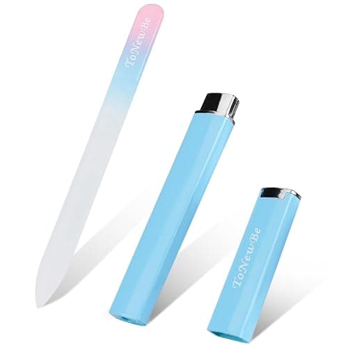 Glass Nail File in Case, Glass Fingernail File, Czech File, Double-Sided Etched Nail File for Nail Art & Nail Care, Christmas Gifts Stocking Stuffers (Pink-Blue) thumbnail 2