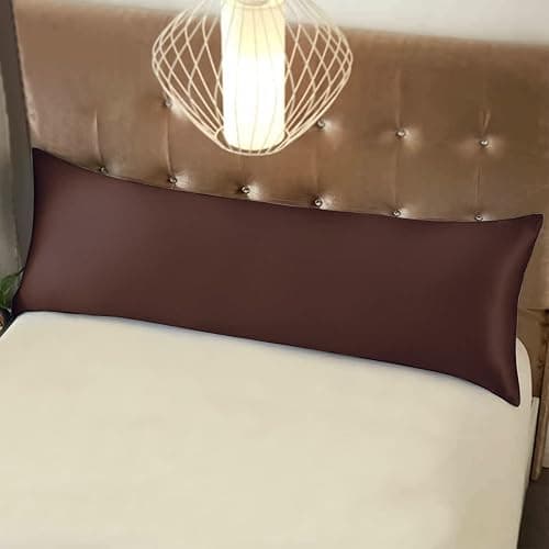 NTBAY Zippered Satin Body Pillow Pillowcase, Silky Slip Cooling Body Pillow Cover, Long Side Hidden Zipper, 20x54 Inches, Dark Brown thumbnail 4