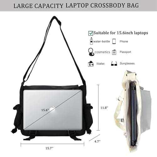 Inshere Aesthetic Crossbody Bag with Cute Pins and Ornament, Nylon Shoulder Messenger Bag Japanese Kawaii Bag for Women Men thumbnail 4