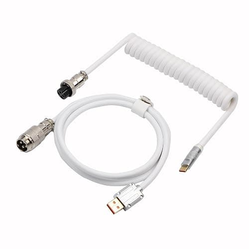 EPOMAKER Puff Aviator Coiled USB Cable, Type C Detachable Mechanical Gaming Keyboard Cable for Win/Mac/Gamers, Suitable for RT100/TH68 PRO/TH80 PRO/TH96/TH80 SE/CIDOO V65. etc(Puff White) thumbnail 2