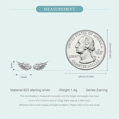 925 Sterling Silver Angel Wing Feather Stud Earrings for Women,Jewelry Gift for Friend Mom thumbnail 7
