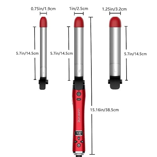 IAMFINE 3 in 1 Automatic Rotating Curling Iron, Rotating Auto Hair Curler Wand with Ceramic Coating, 3 Interchangeable Heating Barrels(0.75", 1", 1.25") with LCD Display Fast Heat for Curls and Waves thumbnail 8