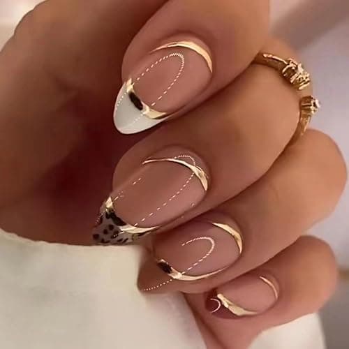 6 Pack Press on Nails - Almond, French Tip, Swirl, False, Gel - 144 Pcs, 12 Sizes, 6 Styles thumbnail 5