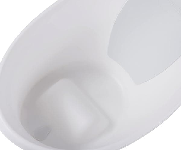 Shnuggle Newborn Baby Bath | Built in Support Bump and Soft Backrest | Suitable from Newborn | Bath Seat Support Includes Plug | White with Grey backrest & New Folding Bath Stand thumbnail 4