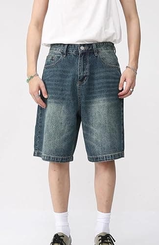 CUTEGAL Unisex Jorts Women Mid Rise Denim Shorts Wide Leg Baggy Jeans Men Casual Streetwear Y2k Pants thumbnail 2
