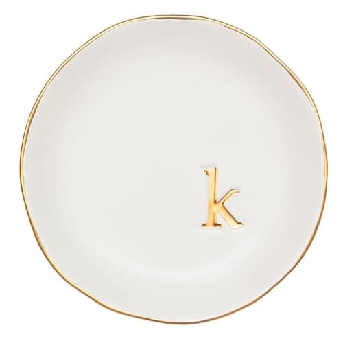 COLLECTIVE HOME - Ceramic Jewelry Tray, Decorative Trinket Dish for Rings Earrings Necklaces Bracelet Watch Keys, Birthday Mother's Day Christmas Gift for Women, 4.75", White Surface (K) - Image 1