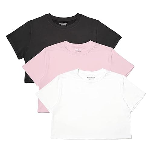 MAX ALLIE Women's Ultra Soft Cropped T Shirt Crew Neck Tees Casual Loose Fit Basic Lightweight thumbnail 7