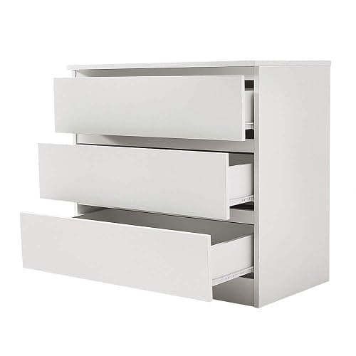 Panana Wooden 3/4/5/6 Chest of Drawers with Metal Runners Modern Bedside Storage Cabinet for Living Room Hallway Bedroom (White, 3 Drawer Chest) thumbnail 6