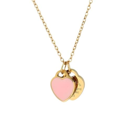 925 Sterling Silver Double Heart Necklace - Two Hearted Necklace With Chain - 14K Yellow Gold Double Hearts Pendant Necklace - Two Hearts - Image 1