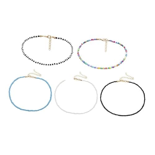 Holibanna Boho Choker Necklace Chain Seed Bead Necklace Tiny Beaded Choker Jewelry for Women and Girls (Black) thumbnail 4