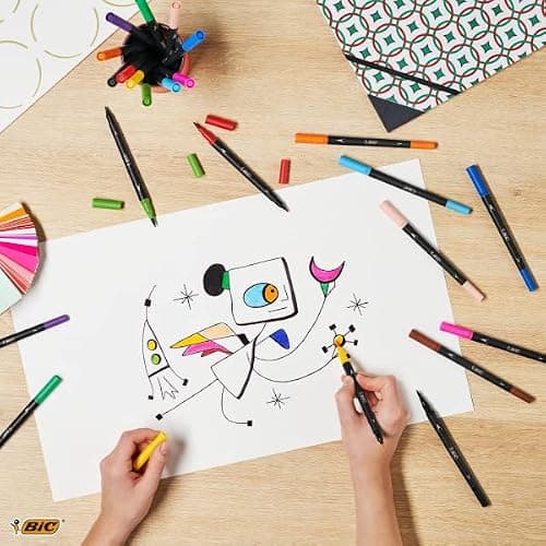 BIC Intensity Filzstifte Set, Dual Tip Brush Pen zum Malen in 12 verschiedenen Farben, mit Pinsel & feiner Spitze thumbnail 6