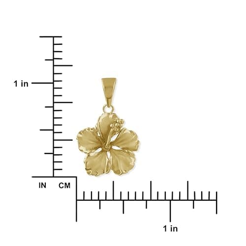 Hawaiian Silver Jewelry 17mm Sterling Silver Hibiscus Pendant Necklace, Chain Necklace with Hibiscus Flower Pendant, 16+2" Extender, Made in Italy thumbnail 3
