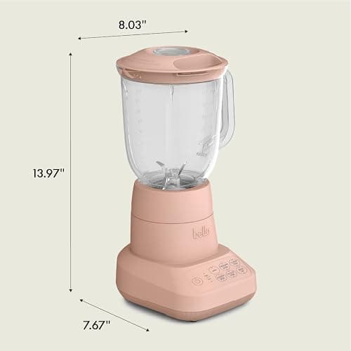 bella 10 Speed Countertop Blender, Juicer & Smoothie Maker, Fits-anywhere™ Kitchenware, Slim Flip & Store Design, Dishwasher Safe 48oz Capacity Pitcher & Lid, Stainless Steel Blade, 450 Watt, Blossom thumbnail 2