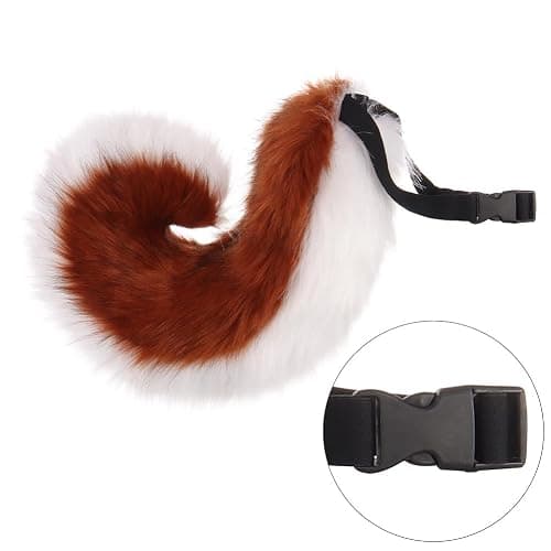 ILUFAM Furry Wolf Dog Tail Costume Accessory – 29.5" Faux Fur Animal Tail for Adult Halloween Cosplay Party thumbnail 4