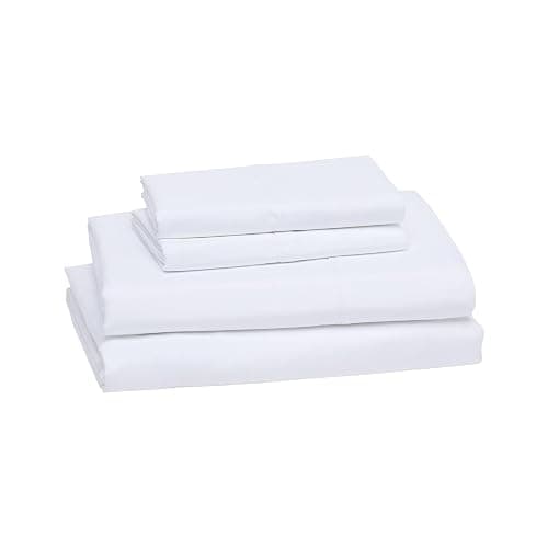 Amazon Basics Luxury, Ultra Soft, Breathable Lightweight Microfiber 4 Piece Bed Sheet Set with 14-Inch Deep Pockets, King, Bright White, Solid thumbnail 2