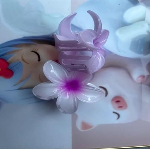 10 Pcs Hawaiian Plumeria Hair Clips, Flower Claw Clips for Thick and Thin Hair, Non-slip Beach Hairpins for Women thumbnail 6
