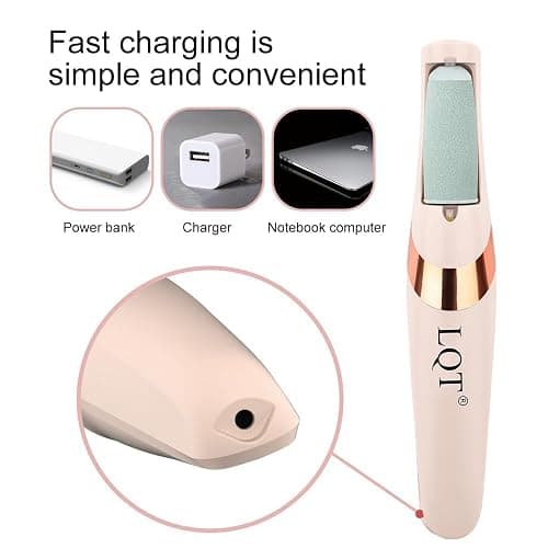LQT® Electric Foot File – Rechargeable Callus Remover for Hard, Cracked Skin – at-Home Pedicure Kit for Smooth Feet (Men & Women) (Pink) thumbnail 3