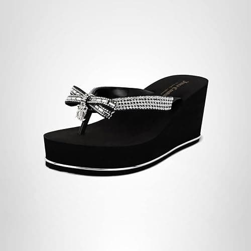Juicy Couture Women’s Wedge Platform Flip Flops, Fashion Beach Sandals with Soft Footbed and Thong Style thumbnail 8