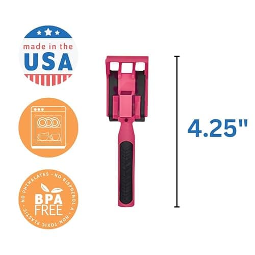 Constructive Eating Plate and Utensils Set - USA-Made Toddler Dinnerware with Divided Plates (Pink Construction) thumbnail 4