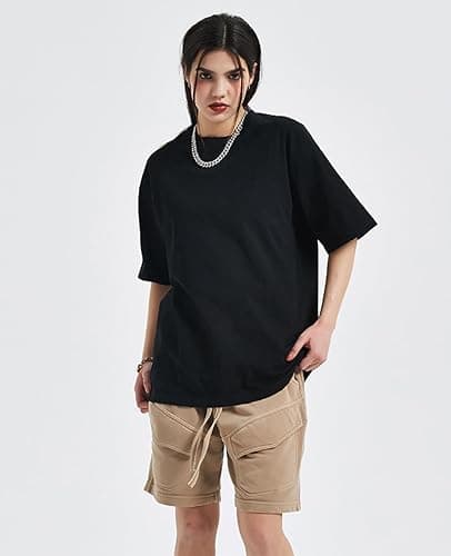 Mens Oversized T-Shirts Fashion Loose Fit Crewneck Tshirt Streetwear Heavyweight Short Sleeve Tee Shirt Gym Workout Tops thumbnail 6