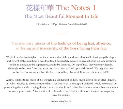 BTS The Notes 1 - The Most Beautiful Moment In Life (English Ver.) (Pre-order SPECIAL NOTEBOOK INCLUDED) thumbnail 2