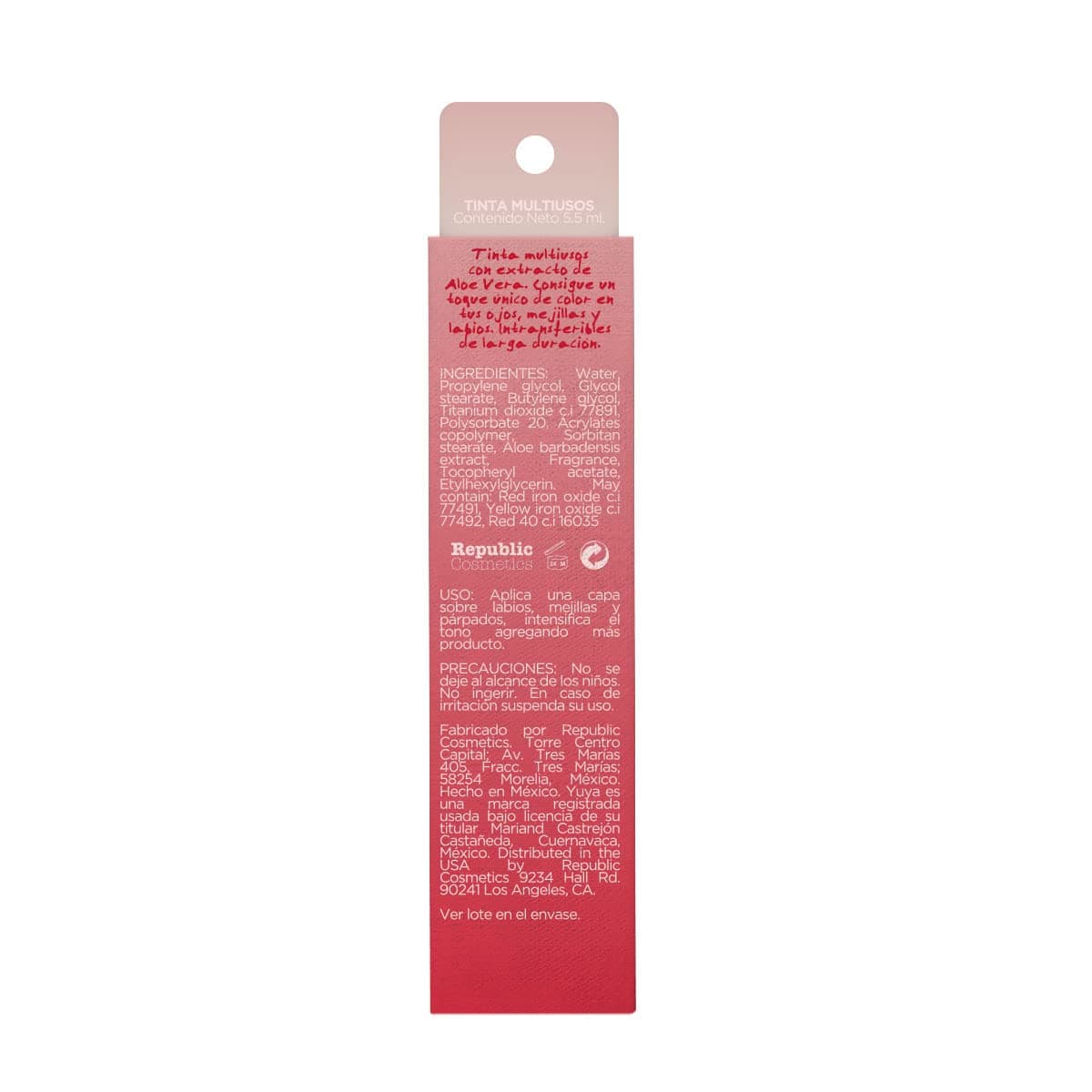 Republic Cosmetics Yuya Tinta multiusos Yin Yang de larga duración para labios, ojos y mejillas con extracto de Aloe Vera Color Rojo thumbnail 2