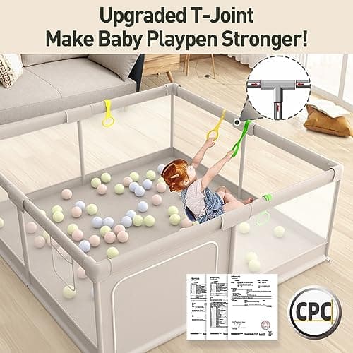 Baby Playpen, Playpen for Babies and Toddlers, Extra Large Playpen, Play pens for Babies and Toddlers (59 * 59inch playpen Without mat) - 59*59inch playpen without mat thumbnail 6