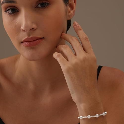 LeCalla 925 Sterling Silver Sliding Bolo Bracelet | Adjustable Beaded Tennis Bracelets for Women | Adjustable Slider Bolo Bracelets Gifts for Her thumbnail 2
