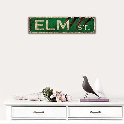 Vintage Metal Tin Horror Movie Decor - Elm Street Sign, 4x16 inch - Bathroom & Bedroom Decor for Men's Man Cave thumbnail 5