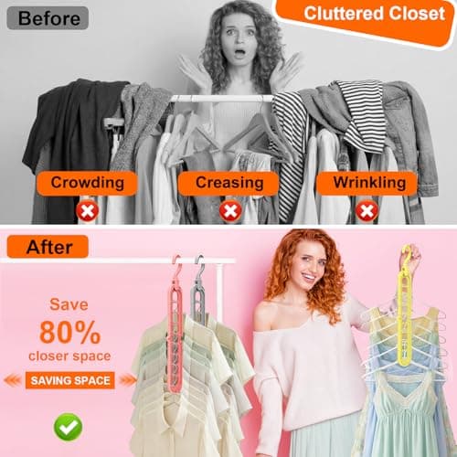 HEYHOUSE Closet Organizers and Storage,College Dorm Room Essentials,Pack of 10 Multifunctional Organizer Magic Space Saving Hangers with 9 Holes Storage Organization for Wardrobe Closet thumbnail 2