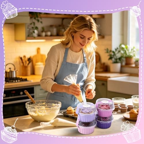 Acellegic 424 Pack Pink and Purple Mini Cake Pans Set with Lids and Spoons Include 5oz Disposable Aluminum Foil Baking Pans, Lids, Spoons, Sealing Stickers and Gift Bags for Cupcake, Pudding, Muffin thumbnail 5