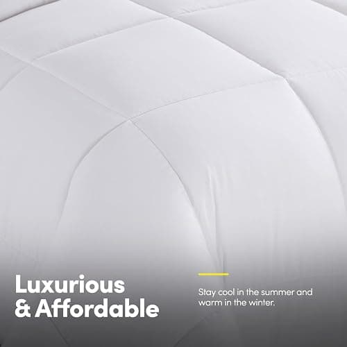 Sweet Home Collection 7 Piece Comforter Set Bag Solid Color All Season Soft Down Alternative Blanket & Luxurious Microfiber Bed Sheets, White, Queen thumbnail 3
