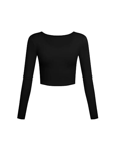 Lightweight Square Neck Crop Tops Long Sleeve Slim Fit Basic Shirts for Women thumbnail 2